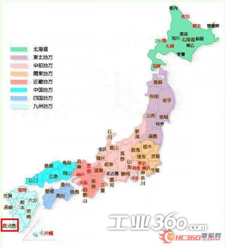 日本区域地图