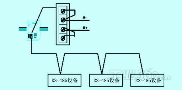 蛣2rs-485网络连接和终端电阻的连接示意图